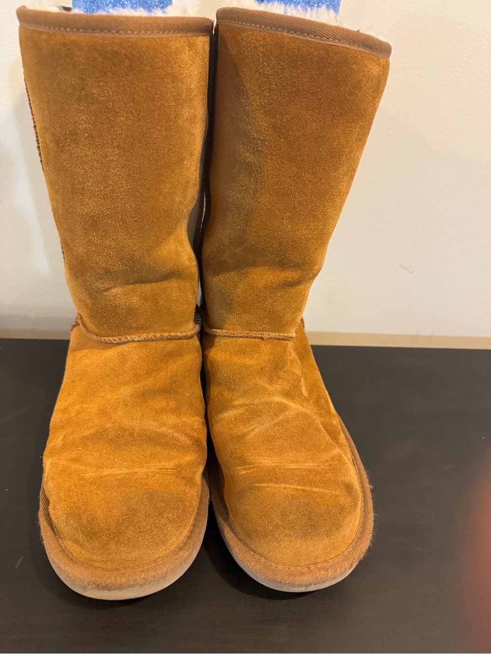 Koolaburra Chestnut Suede Tall Shearling-Lined Slippers